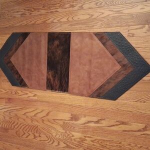 Brown and Black Leather Table Runner